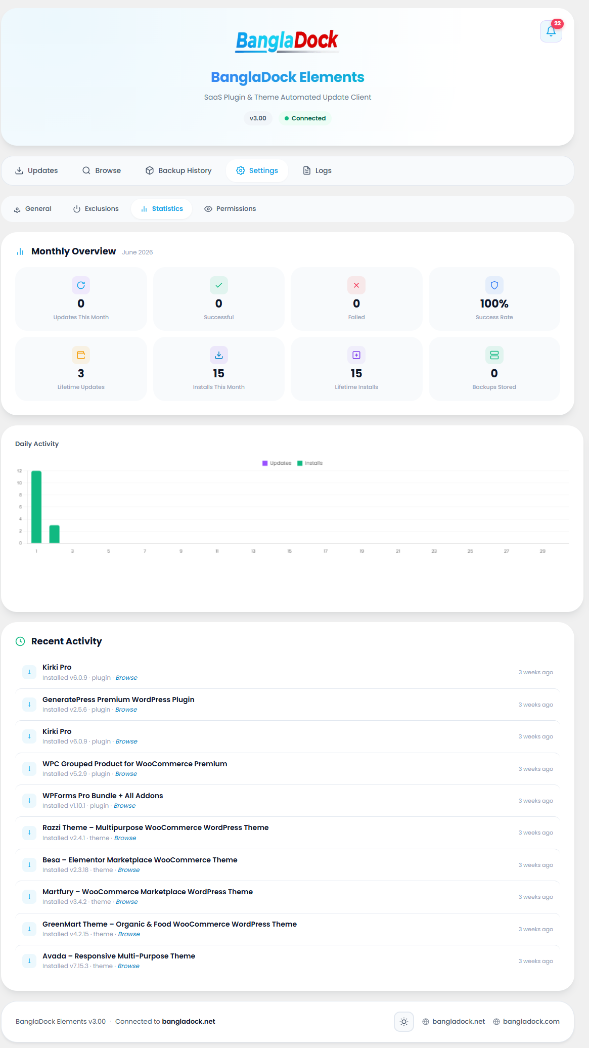 Settings — Restricted client access view